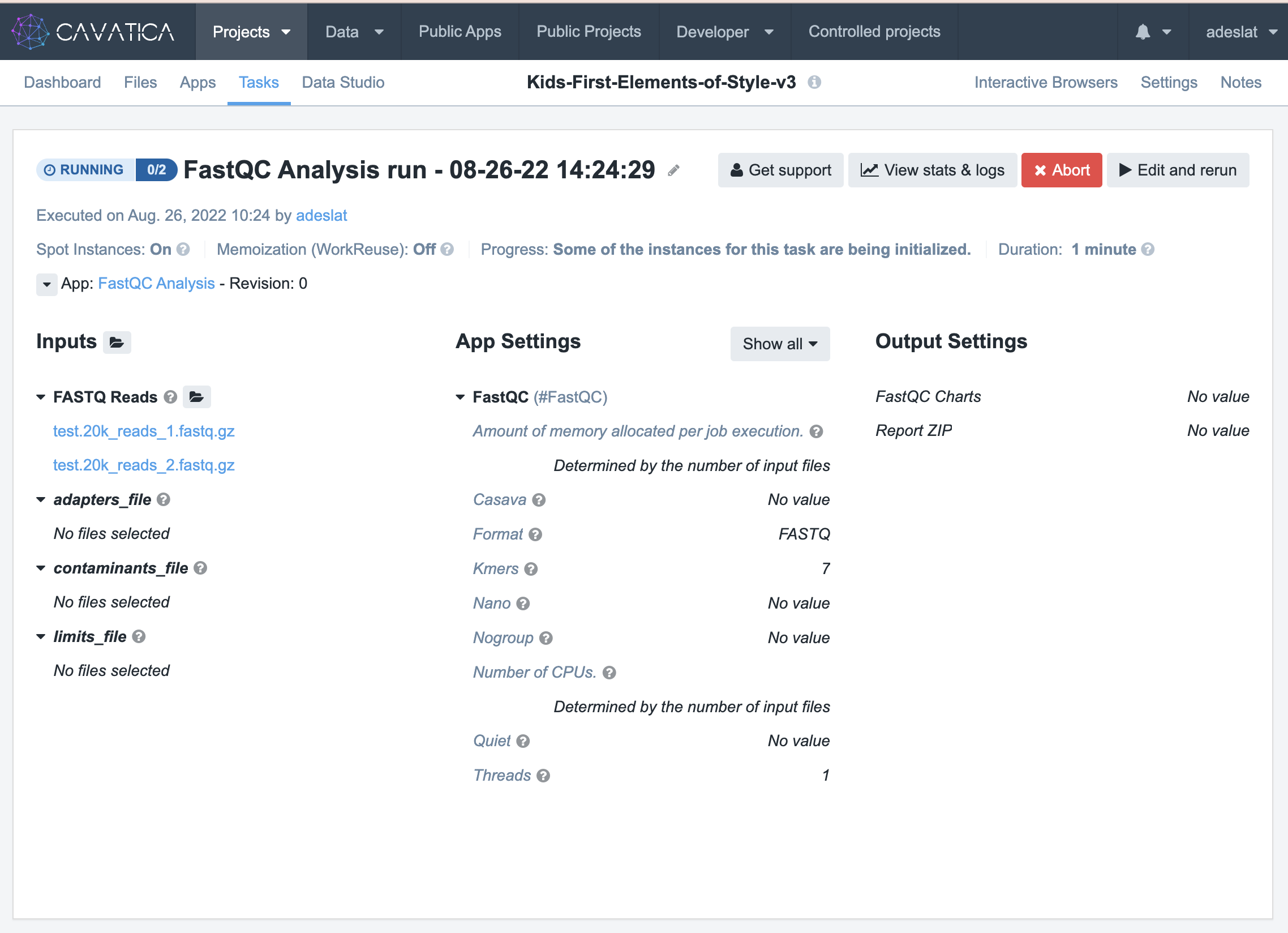 WorkingWithAppsOnCAVATICA - Kids First & INCLUDE Elements of Style